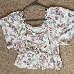 True Craft Floral Cropped Blouse- Medium